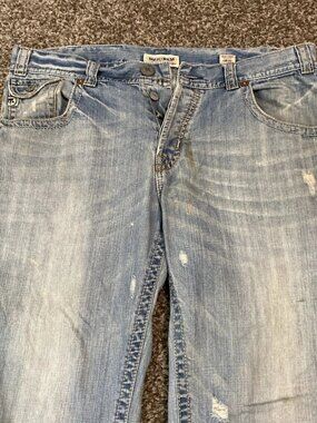 VTG MEK Denim Jeans Blue New York Bootcut Mens 38x 34 Distressed Pants Y2K USA
